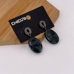 Chico's Deep Green Oval Stud Earrings